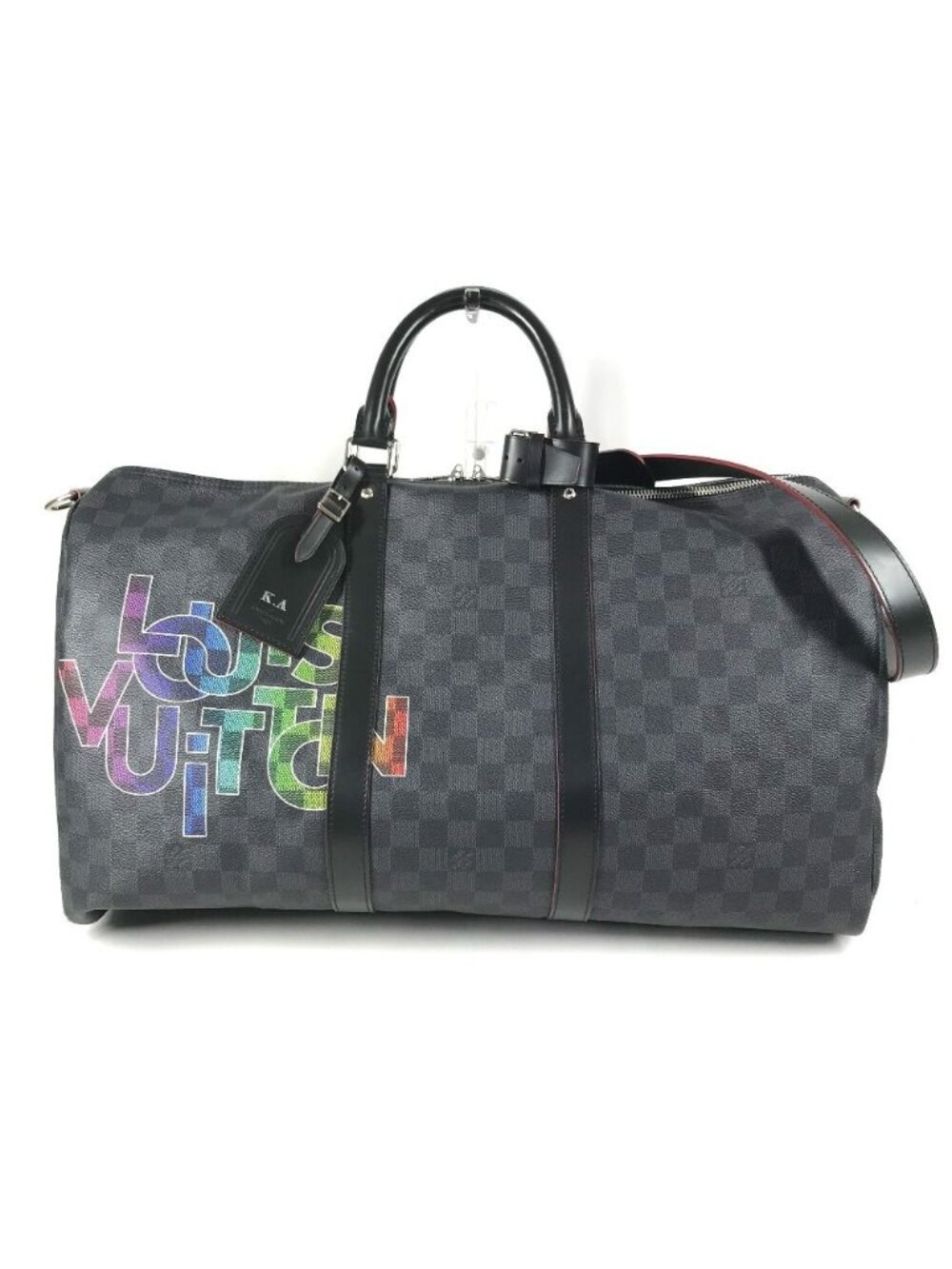 Louis Vuitton Boston Bag Keepall Bandouliere 50 Damier Graphite Link Canvas